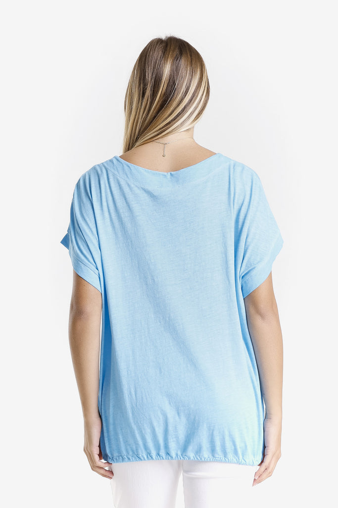 BSS903 447 Turq Enzyme Shannie SS LinCo Kangaroo Pocket Top