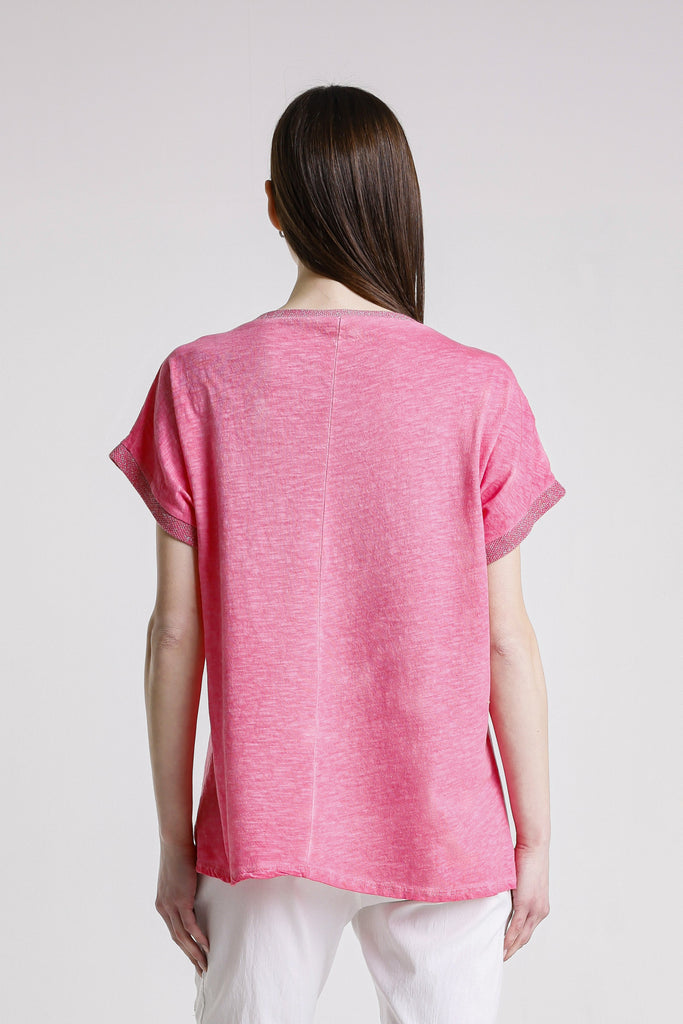 BSS907F 672 Fuchsia Flower Vanya SS Applique T-Shirt
