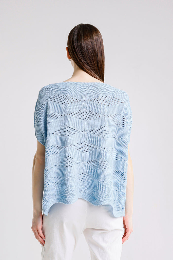 BSS912 430 Sky Blue Patsy SS Wave Knit Sweater