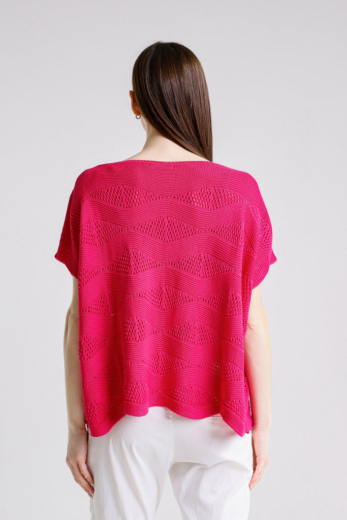 BSS912 660 Peony Patsy SS Wave Knit Sweater