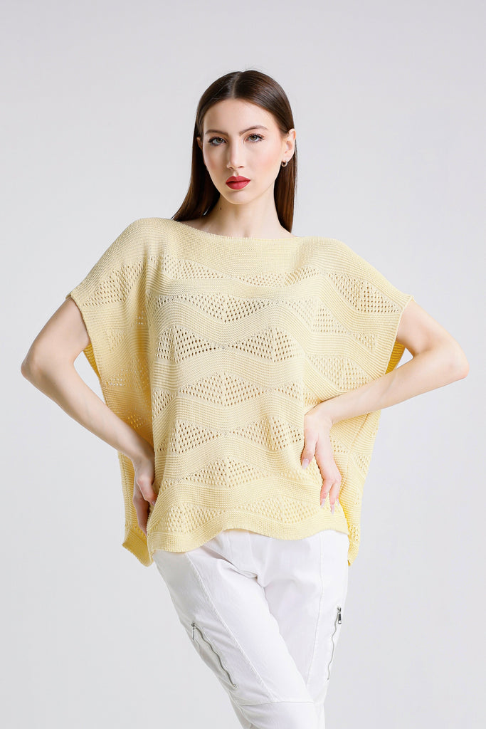 BSS912 725 Daffodil Patsy SS Wave Knit Sweater