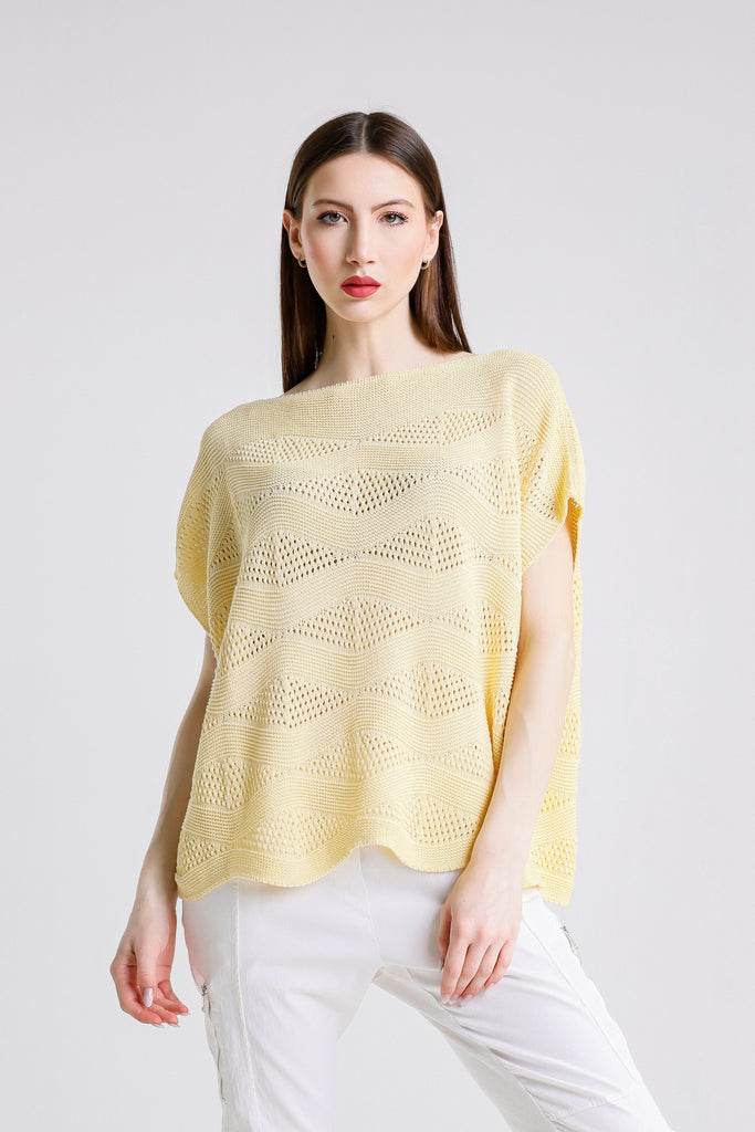 BSS912 725 Daffodil Patsy SS Wave Knit Sweater
