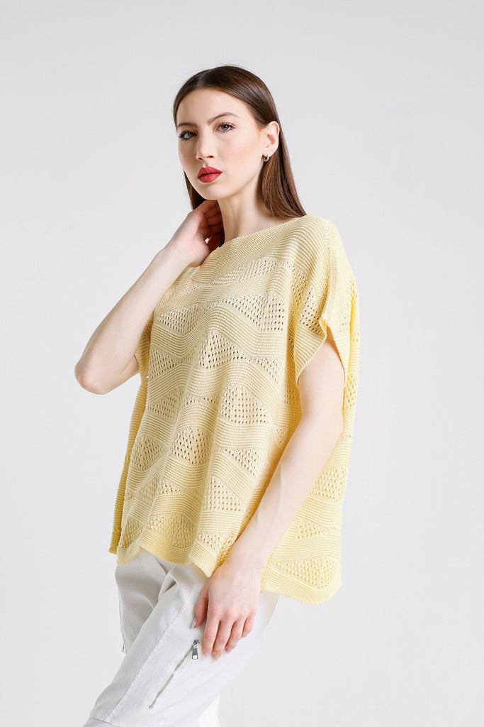 BSS912 725 Daffodil Patsy SS Wave Knit Sweater