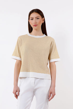 Nastya Short Sleeve Contrast Trim EcoTec Sweater
