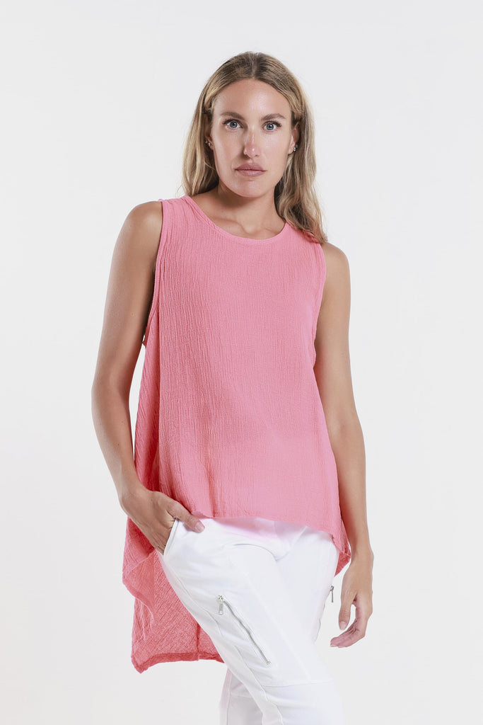 BT117 810 Coral Lexa Lin-Co Tunic Tank