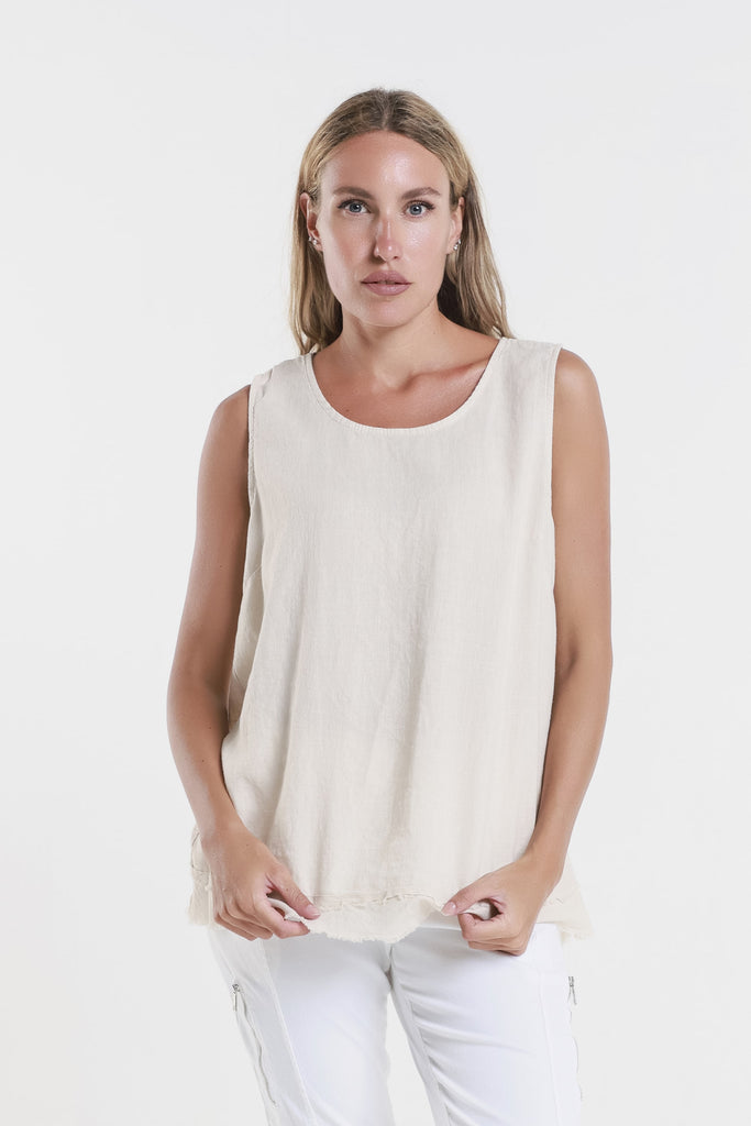 BT130 250 Beige Lotti Ruffle Edge Tank