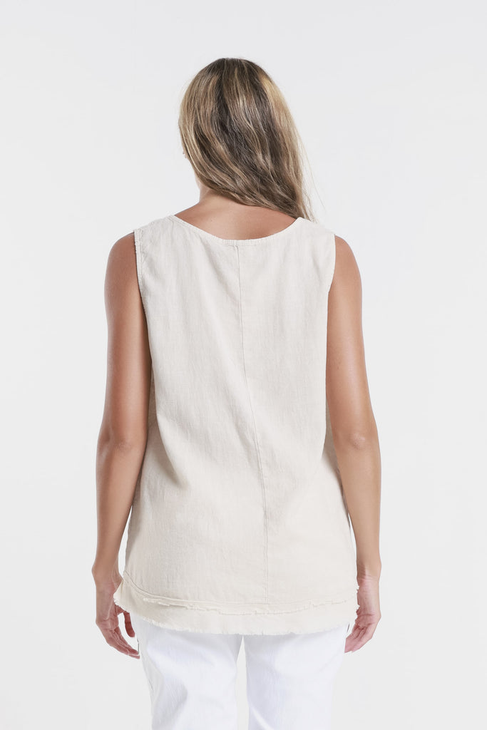 BT130 250 Beige Lotti Ruffle Edge Tank
