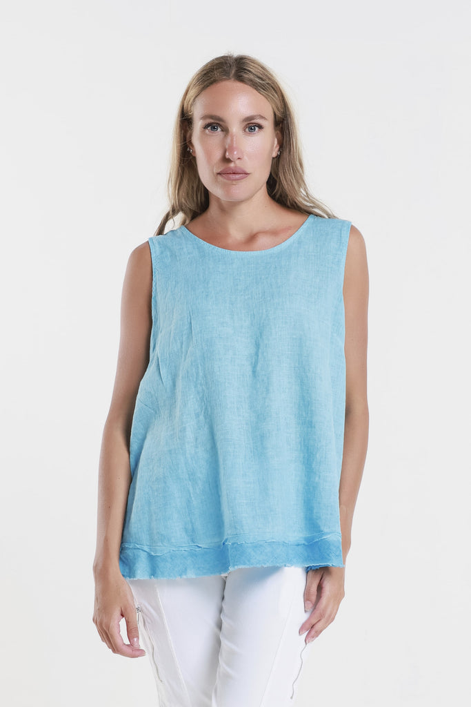 BT130 447 Turq Enzyme Lotti Ruffle Edge Tank