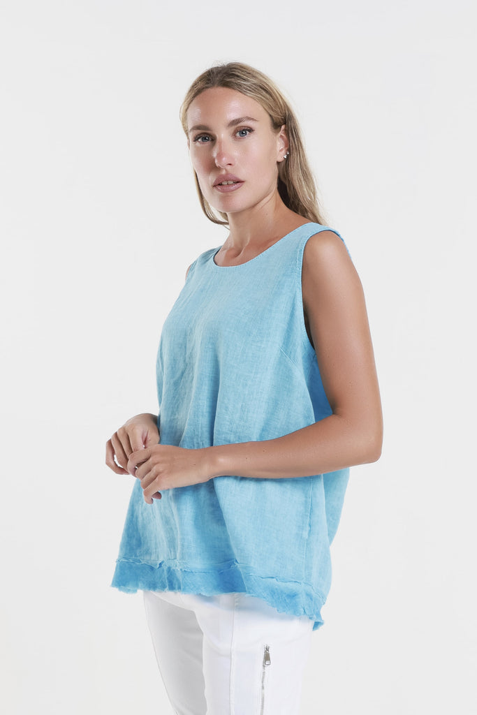 BT130 447 Turq Enzyme Lotti Ruffle Edge Tank