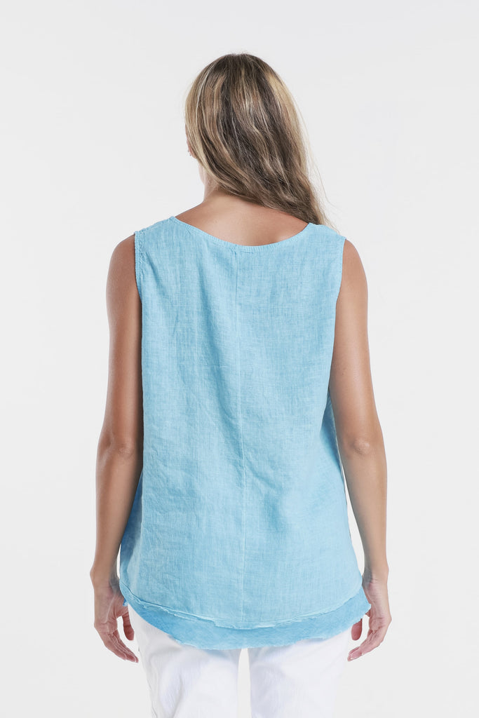 BT130 447 Turq Enzyme Lotti Ruffle Edge Tank