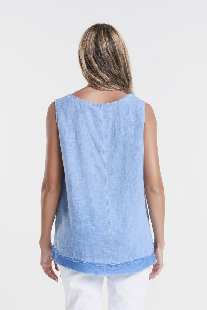 BT130 460 Royal Blue Enzyme Lotti Ruffle Edge Tank