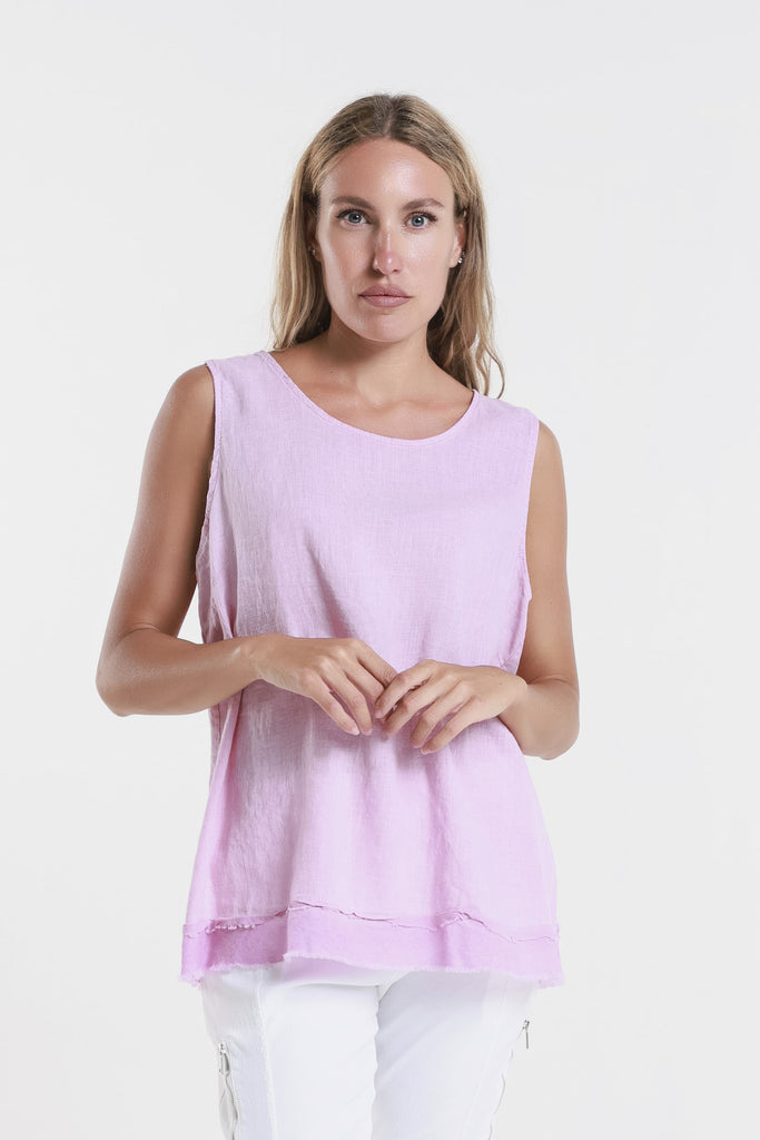 BT130 673 Fuchsia Enzyme Lotti Ruffle Edge Tank