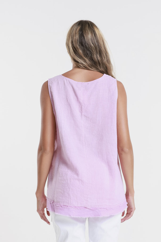 BT130 673 Fuchsia Enzyme Lotti Ruffle Edge Tank