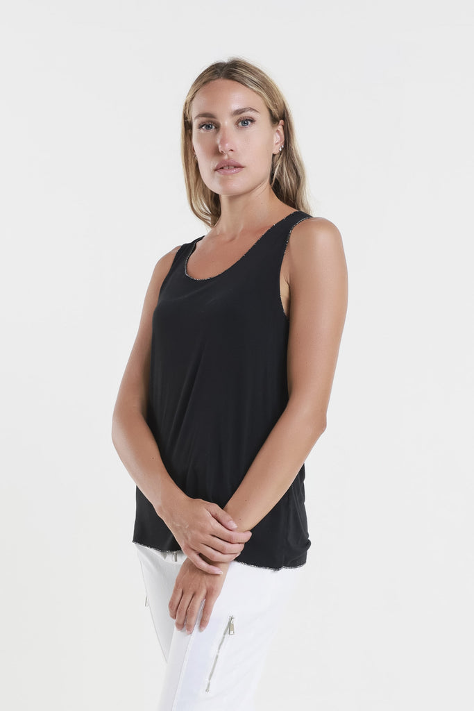 BT229M 001 Black Metallic Accent Belinda Viscose Knit Tank-3