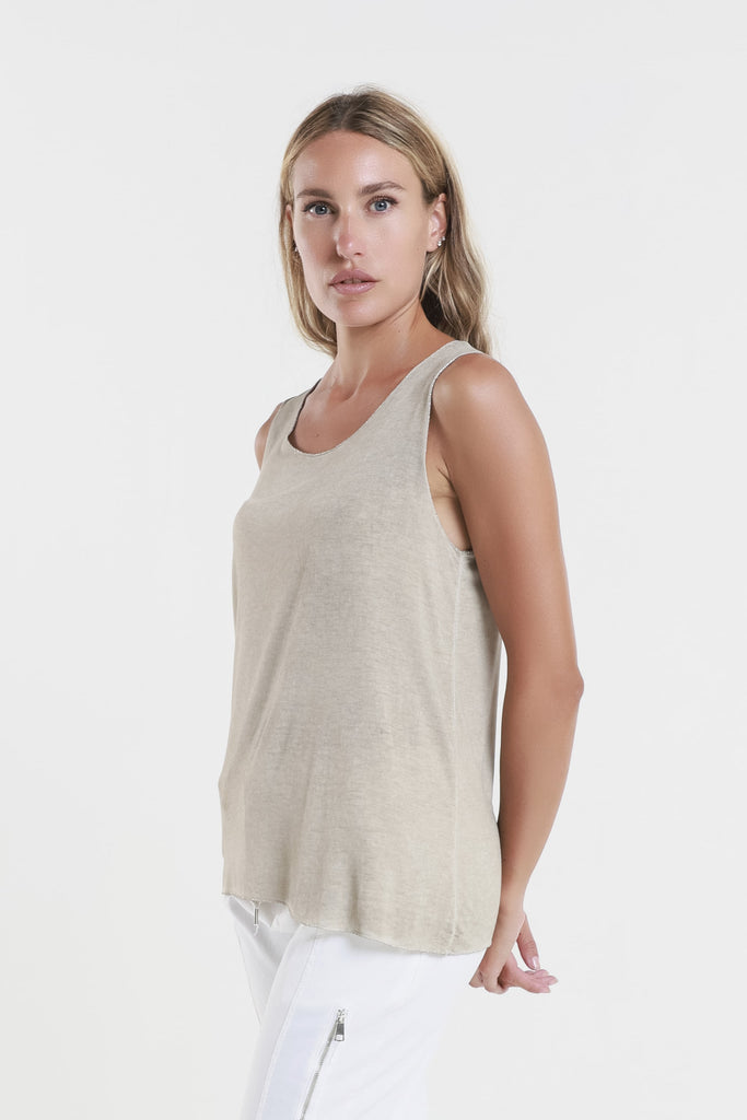 BT229M 241 Brushed Taupe Metallic Accent Belinda Viscose Knit Tank-3