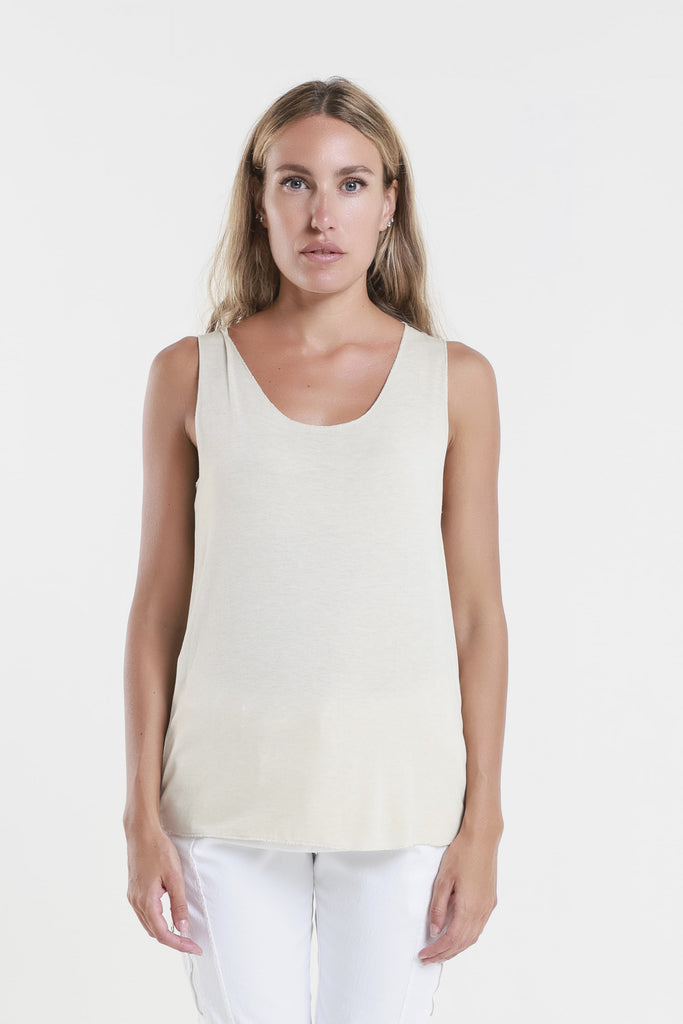 BT229M 270 Brushed Beige Metallic Accent Belinda Viscose Knit Tank-1