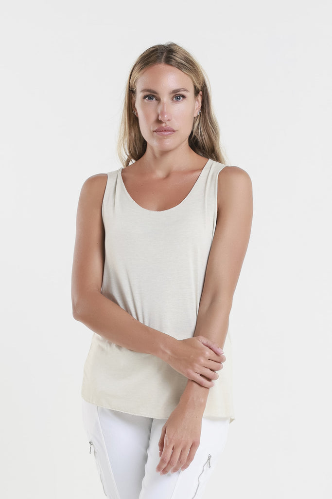 BT229M 270 Brushed Beige Metallic Accent Belinda Viscose Knit Tank-2