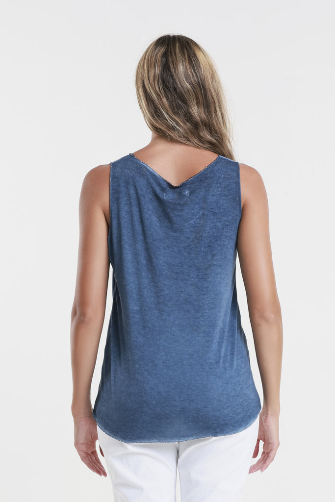 BT229M 487 Brushed Navy Metallic Accent Belinda Viscose Knit Tank-4