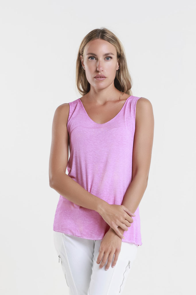 BT229M 673 Brushed Fuchsia Metallic Accent Belinda Viscose Knit Tank-1