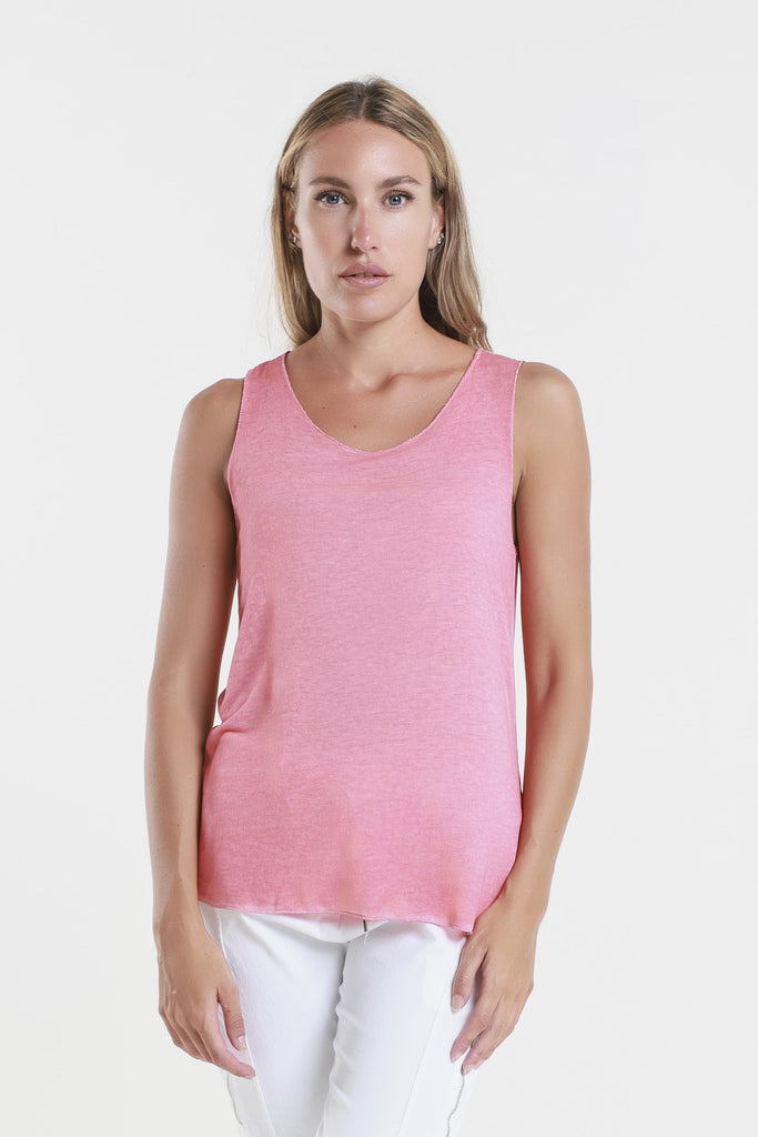 BT229M 815 Brushed Coral Metallic Accent Belinda Viscose Knit Tank-1