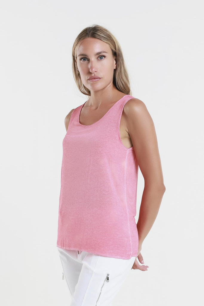 BT229M 815 Brushed Coral Metallic Accent Belinda Viscose Knit Tank-3