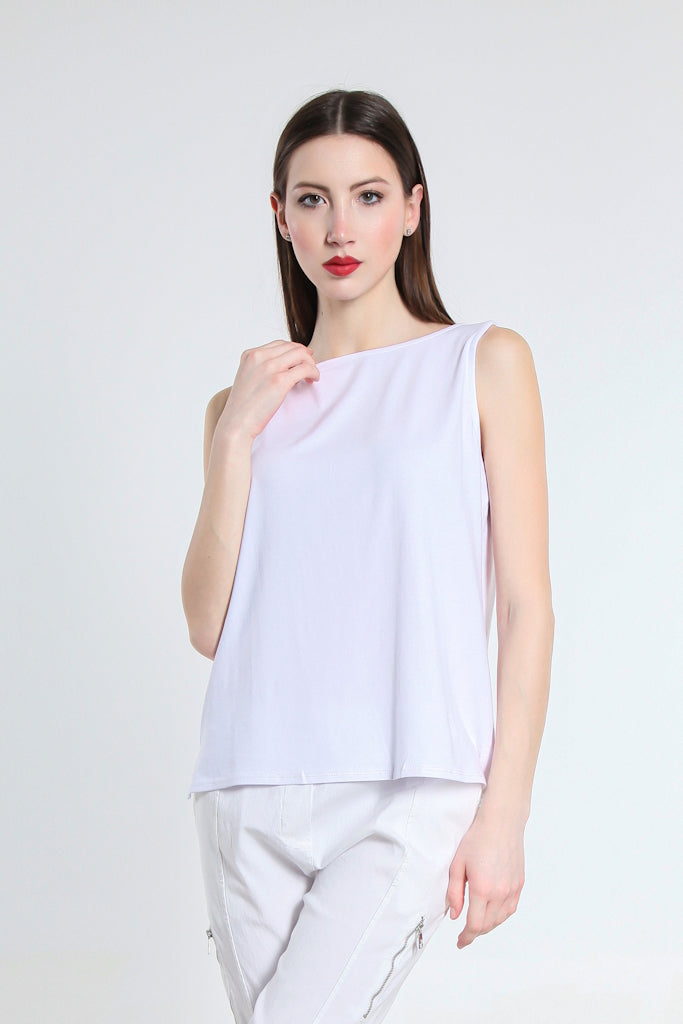 BT235-100 White Jessica Solid Luxe Tank
