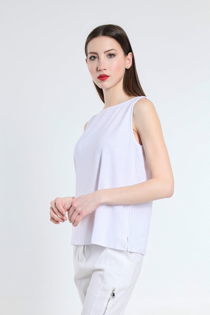 BT235-100 White Jessica Solid Luxe Tank