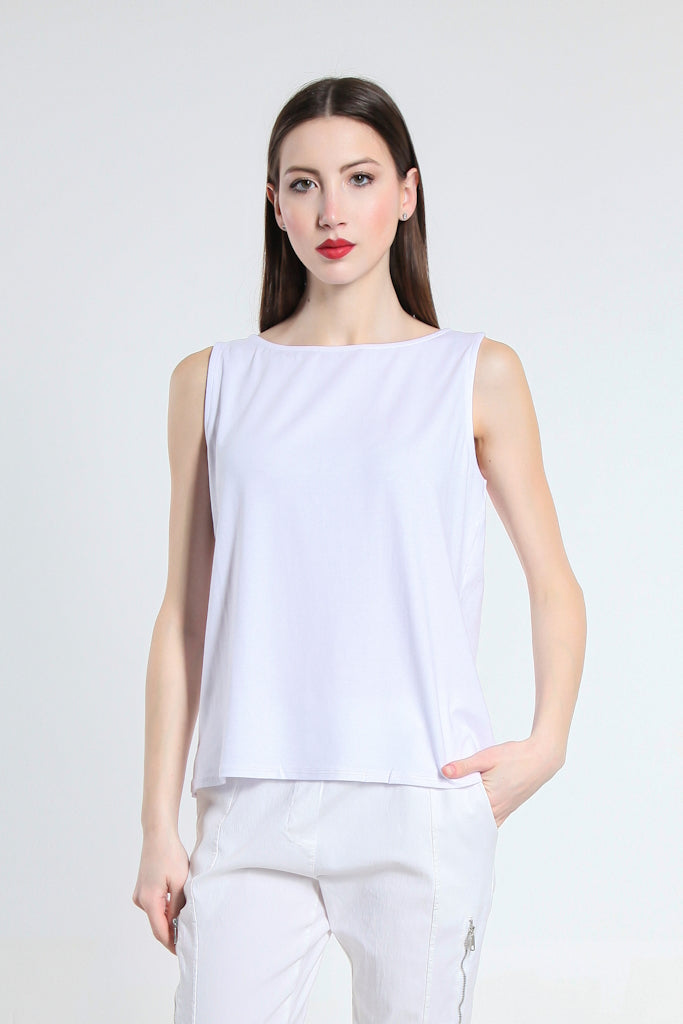 BT235-100 White Jessica Solid Luxe Tank