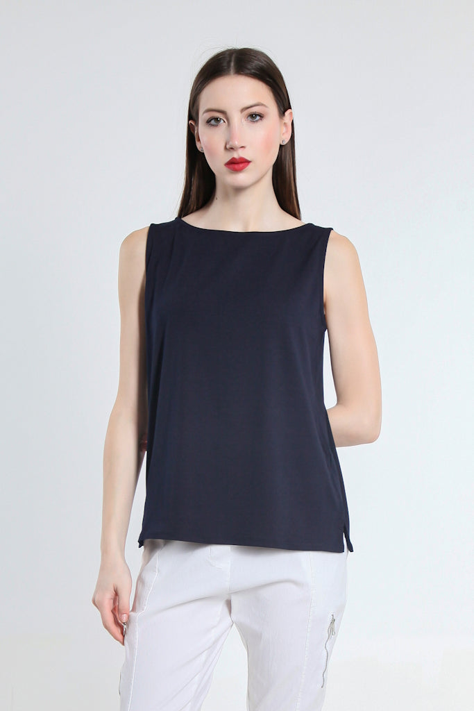 BT235-409 Navy Jessica Solid Luxe Tank