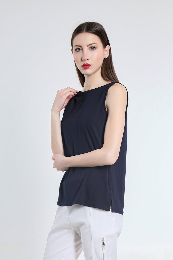 BT235-409 Navy Jessica Solid Luxe Tank