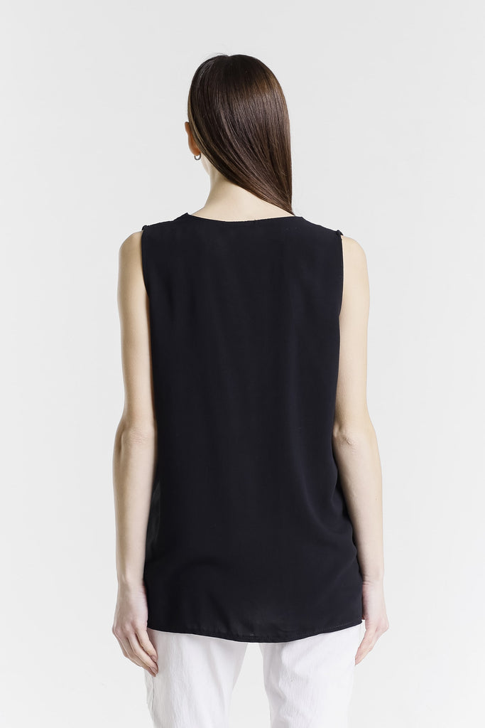 BT239 001 Black Martina V-Neck Viscose Tank