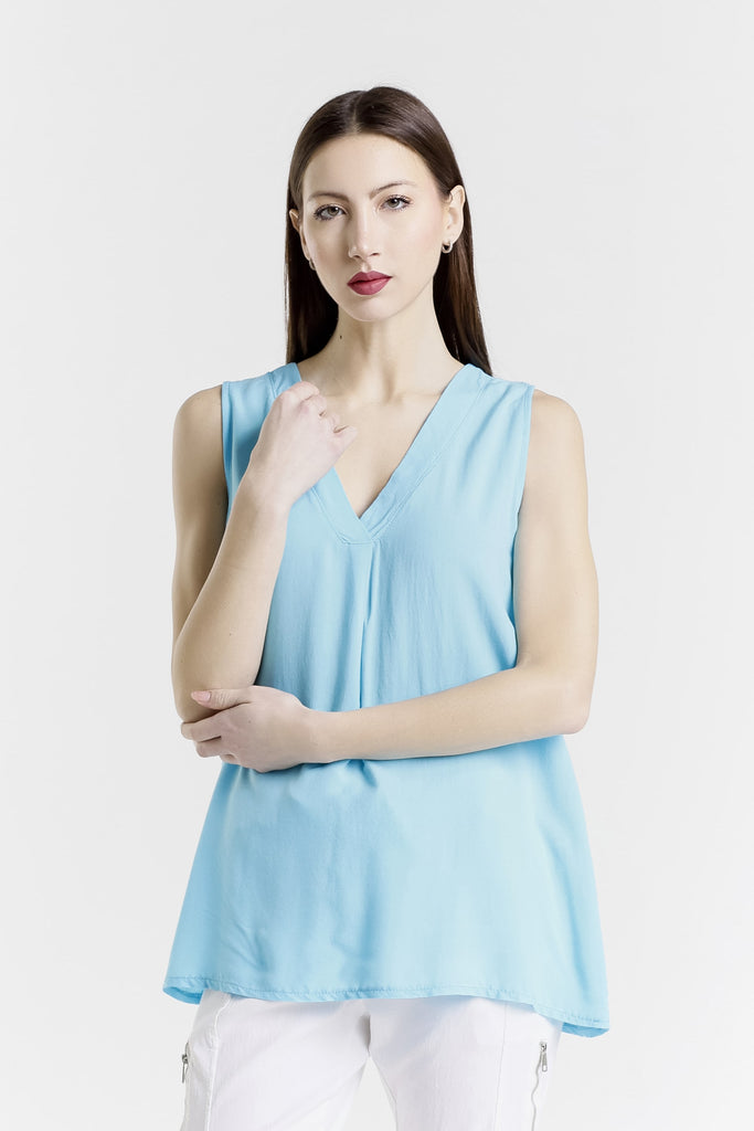 BT239 440 Turq Martina V-Neck Viscose Tank