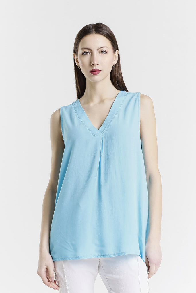 BT239 440 Turq Martina V-Neck Viscose Tank