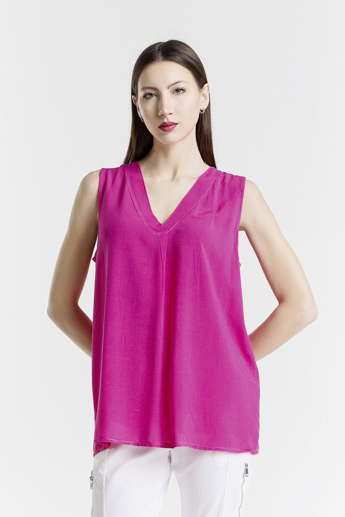 BT239 672 Fuchsia Martina V-Neck Viscose Tank