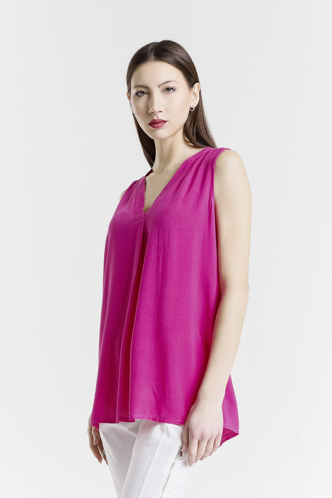 BT239 672 Fuchsia Martina V-Neck Viscose Tank