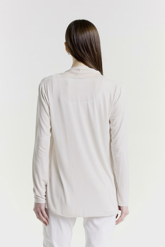 CLS201 250 Beige Carla LS Open Cardi w/Silk Trim