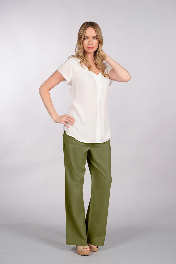 CSPAN03-253 Army Khaki Natalie Linen Pant