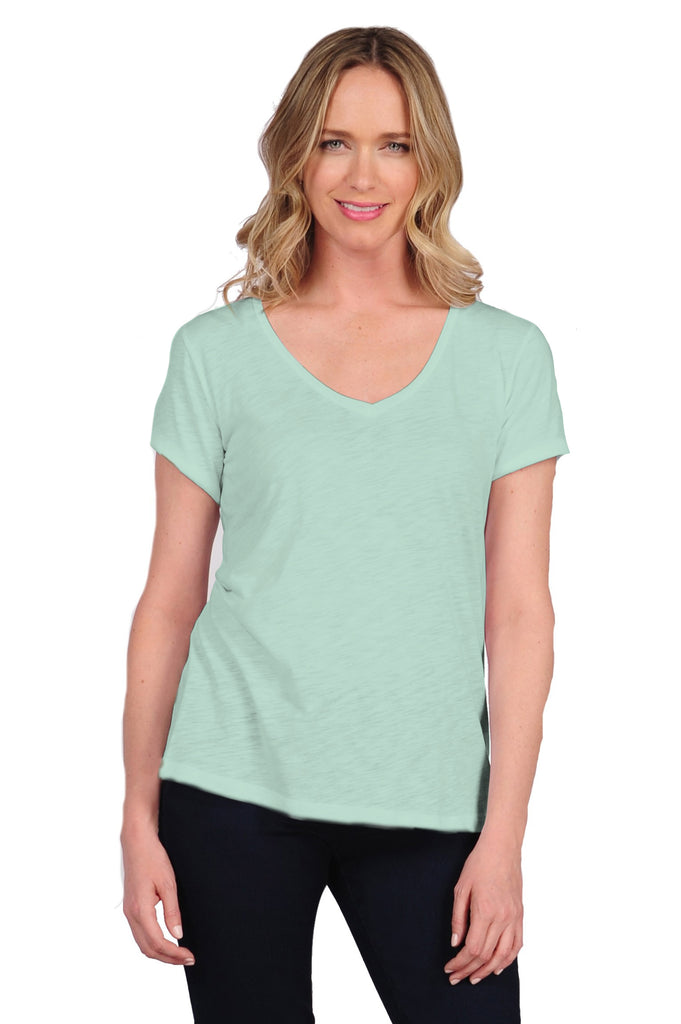 CSTEE01-330 Pistachio Gwen Relaxed Fit V-Neck Tee
