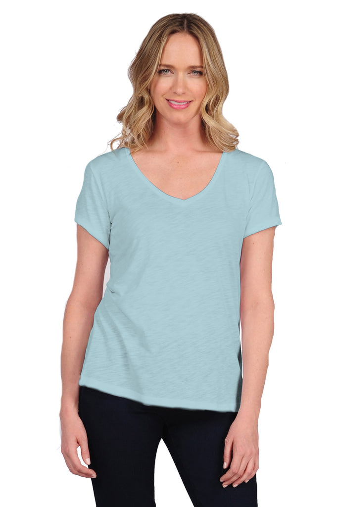 CSTEE01-430 Sky Blue Gwen Relaxed Fit V-Neck Tee