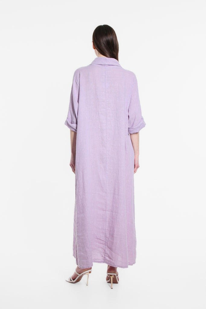 DQ103-534 LilacPearl Mara Cowl Neck Linen Maxi Dress