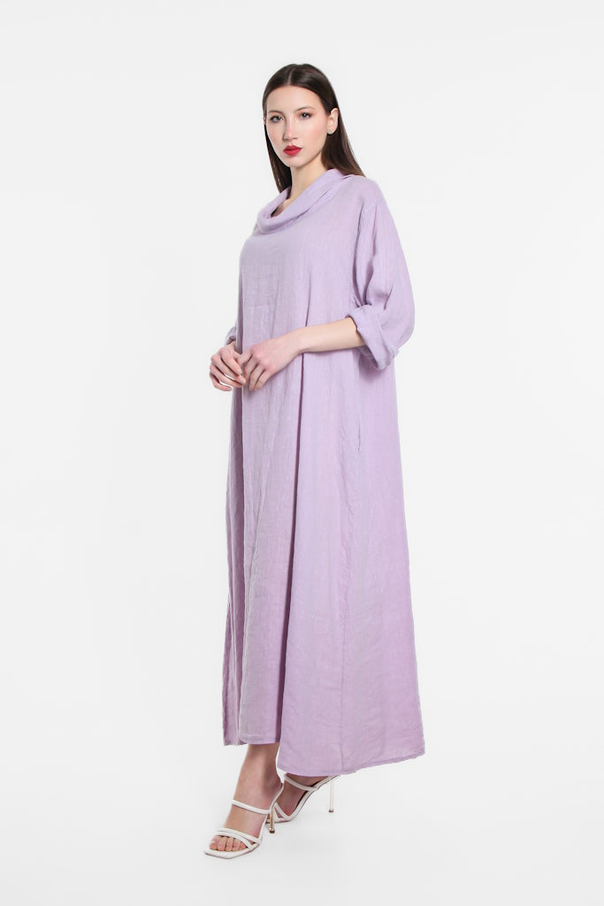 DQ103-534 LilacPearl Mara Cowl Neck Linen Maxi Dress