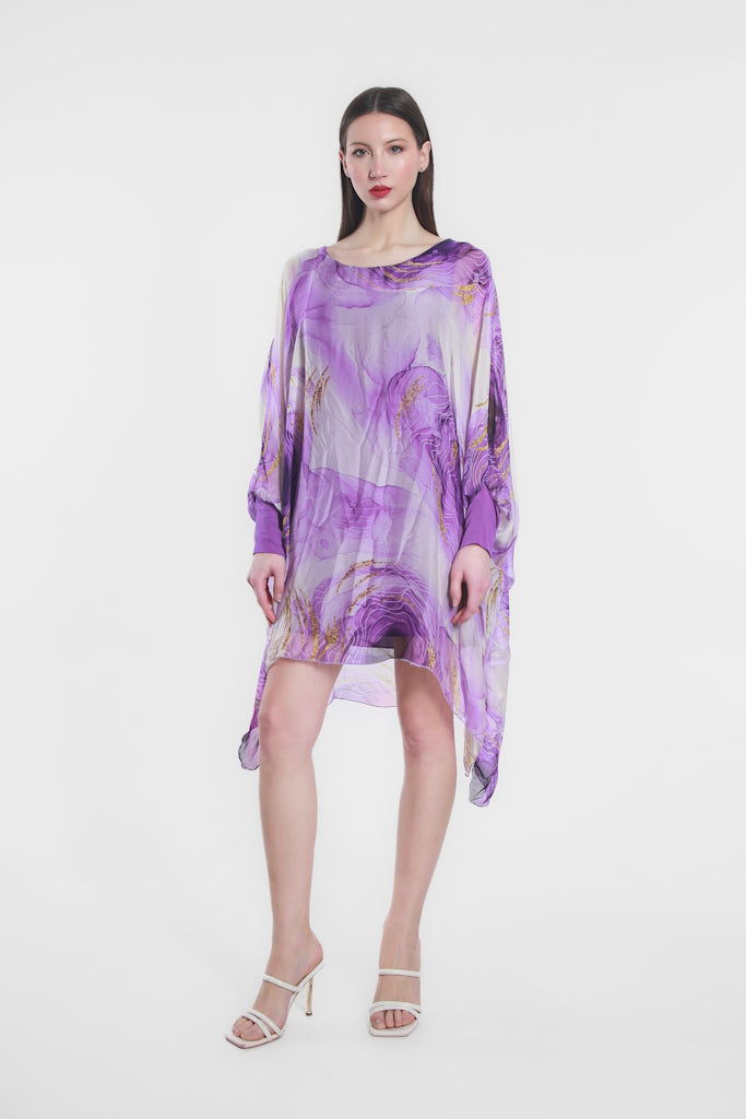DQ202E-534 Lilac Eclipse Alessia Silk Kaftan Dress