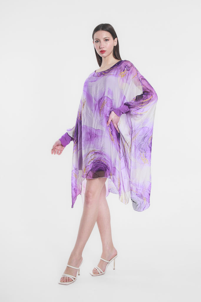 DQ202E-534 Lilac Eclipse Alessia Silk Kaftan Dress