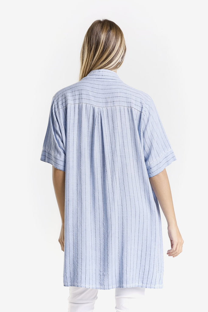 DQ212 429 Jeans Enzyme Barbara Elbow Slv Linen Blend Shirt Dress