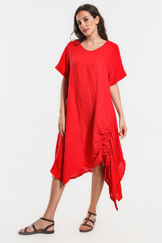 DSS116-820 Poppy Jayde Drawstring Linen Dress