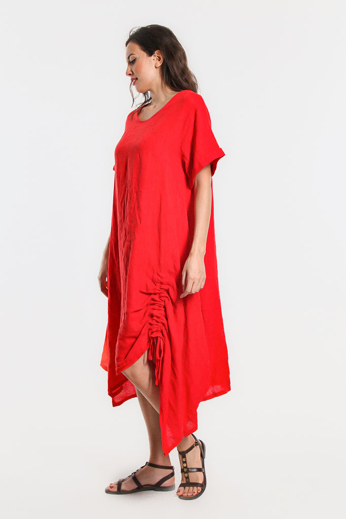 DSS116-820 Poppy Jayde Drawstring Linen Dress