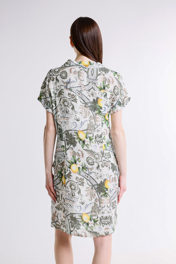 DSS130A 303 Army Amalfi Blanche SS Linen Dress