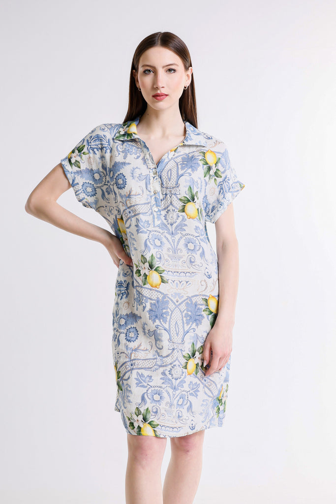 DSS130A 427 Jeans Amalfi Blanche SS Linen Dress