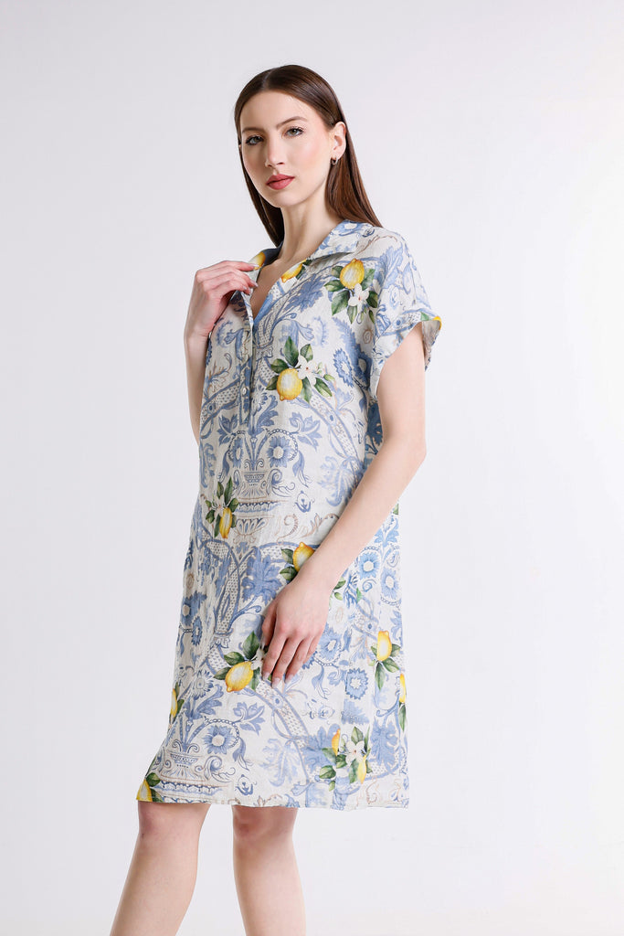 DSS130A 427 Jeans Amalfi Blanche SS Linen Dress