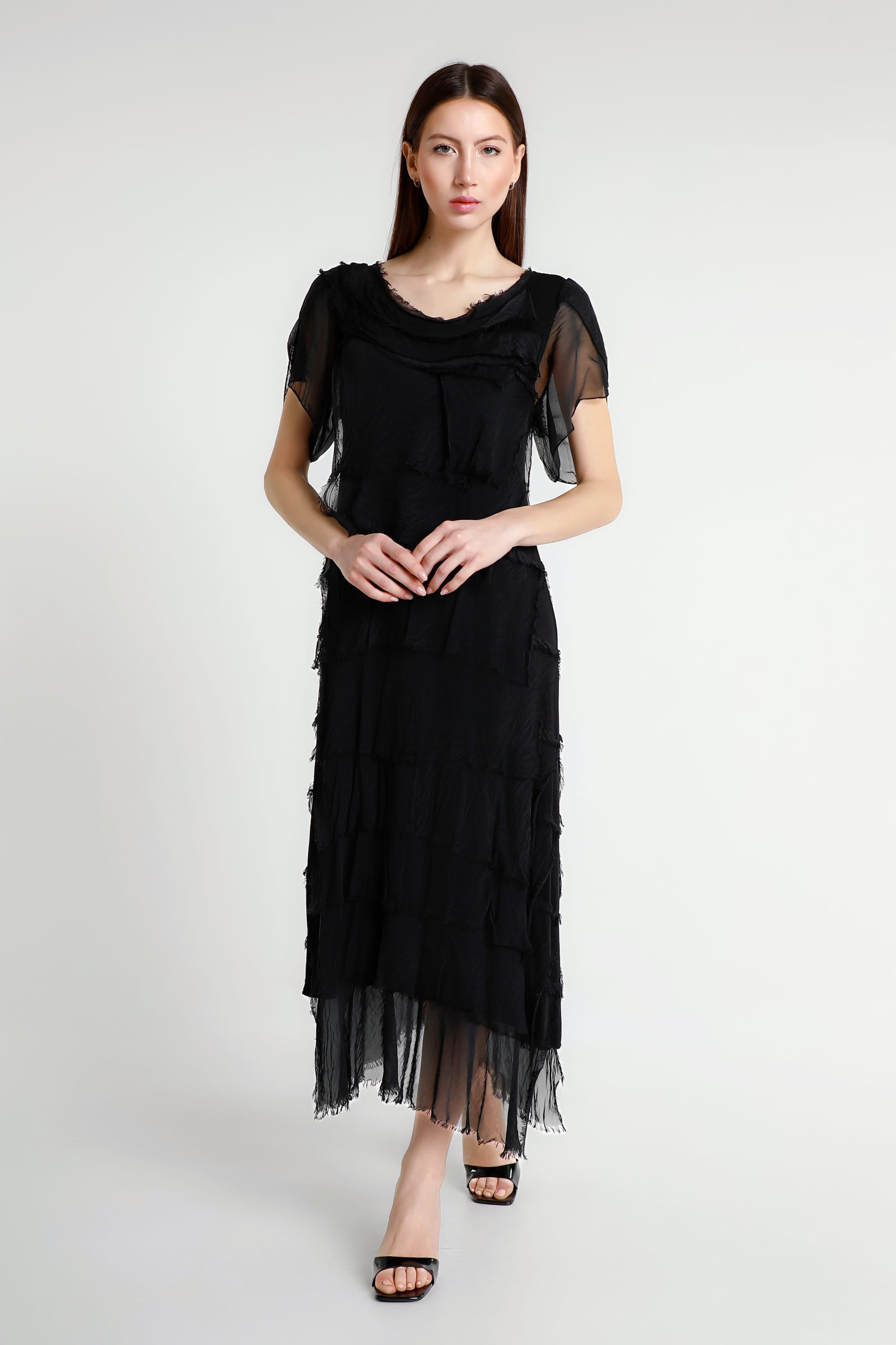 reema ruffle midi dress Miriam Short Sleeve Ruffle Dress (DSS203) 520 Orchid / One Size